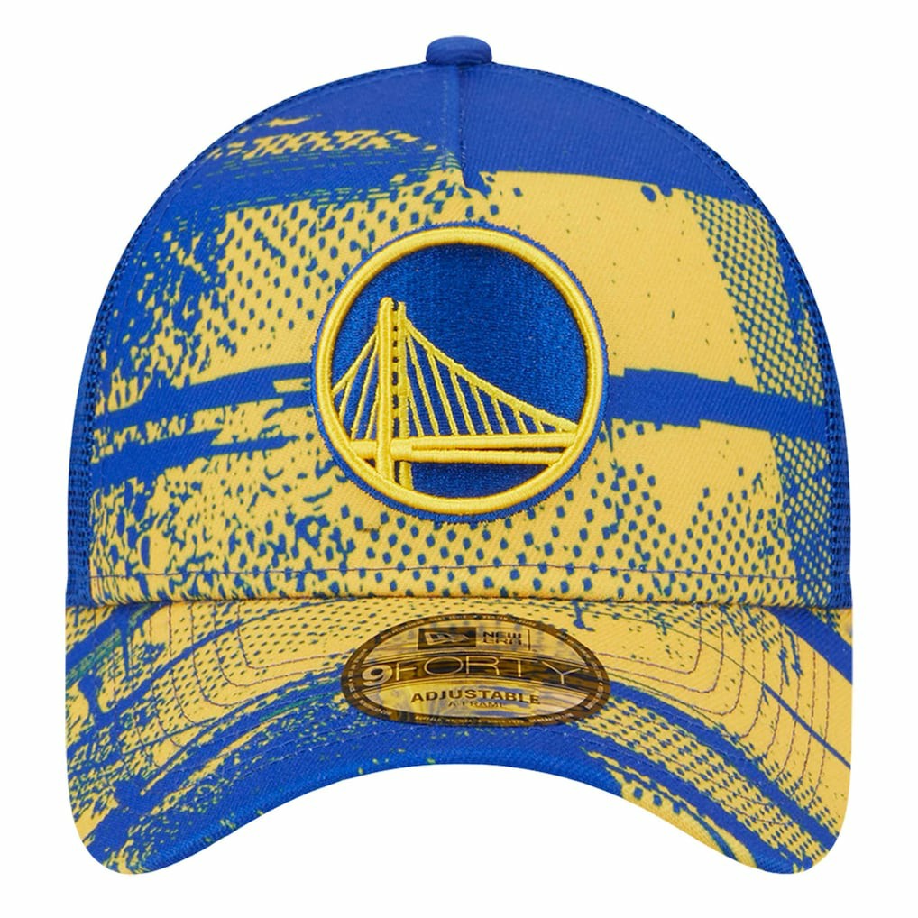 Golden State Warriors Tip Off A-Frame Trucker 9FORTY Adjustable Hat Royal/Gold