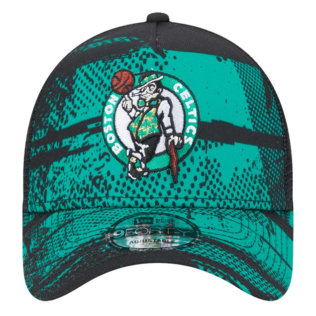 Boston Celtics Tip Off A-Frame Trucker 9FORTY Adjustable Hat Black/Kelly Green