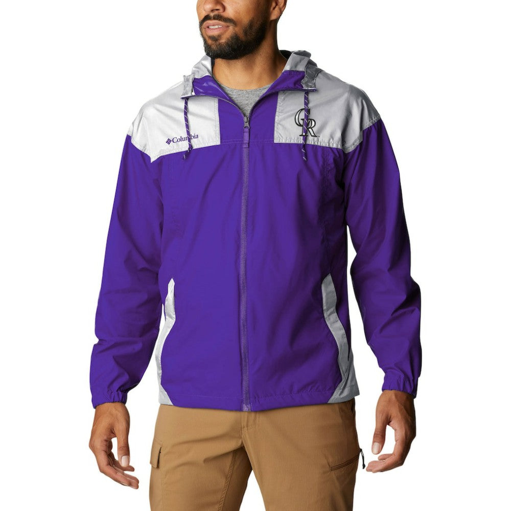 Colorado Rockies Columbia Omni-Shade Flash Challenger Full-Zip Windbreaker Jacket - Purple/White Jackets