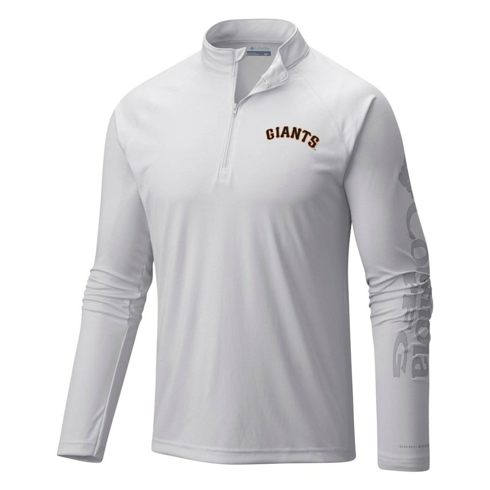 San Francisco Giants Columbia Terminal Tackle Omni-Shade Raglan Quarter-Zip Pullover Top - White Pullover
