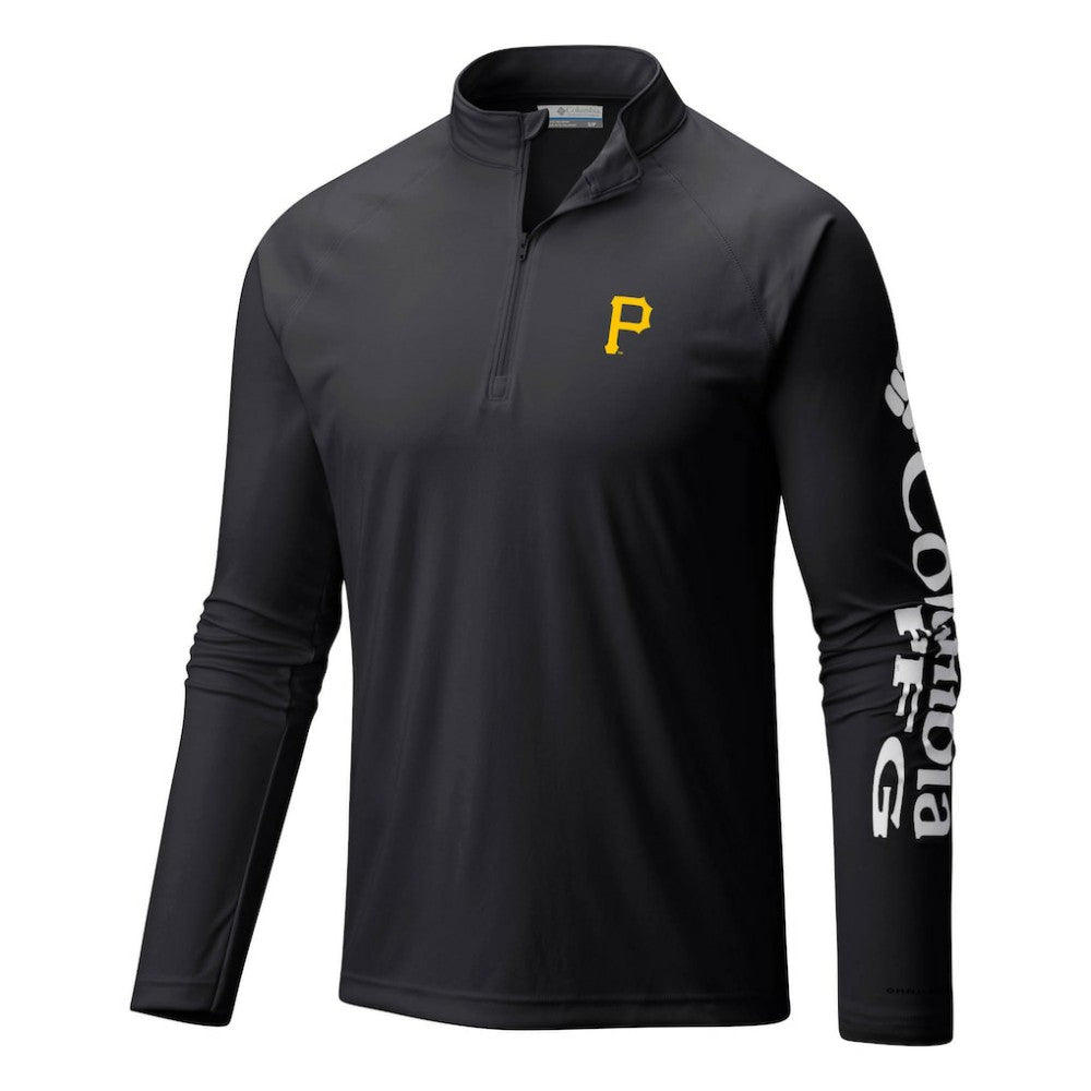 Pittsburgh Pirates Columbia Terminal Tackle Omni-Shade Raglan Quarter-Zip Pullover Top - Black Pullover