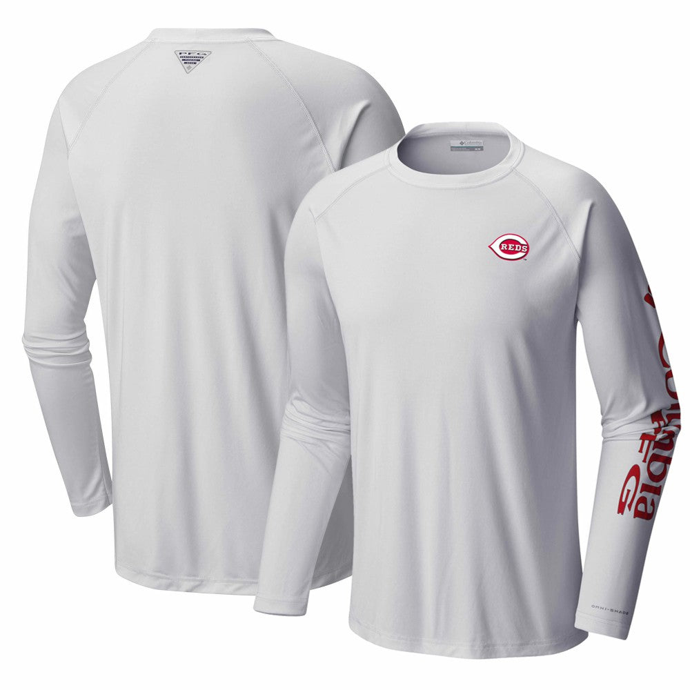 Cincinnati Reds Columbia Terminal Tackle Long Sleeve T-Shirt - White T-shirts