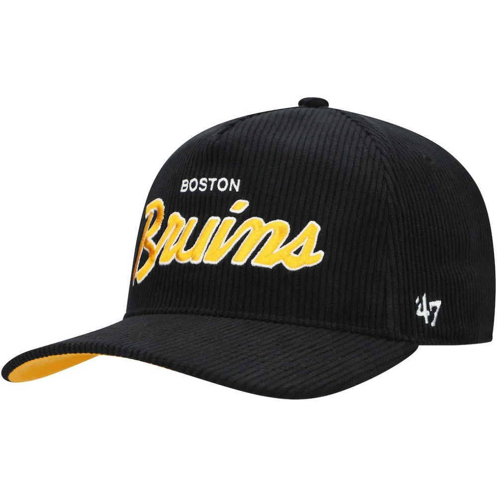 NHL Boston Bruins '47 Crosstown Corduroy Hitch Adjustable Hat - Black
