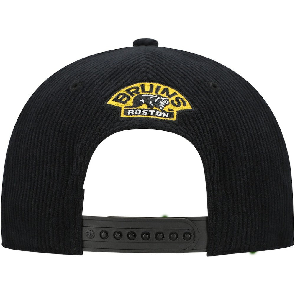 NHL Boston Bruins '47 Crosstown Corduroy Hitch Adjustable Hat - Black