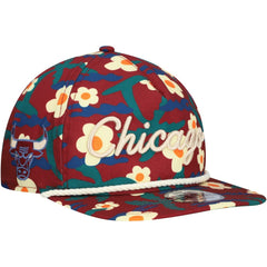 Chicago Bulls Vacation Floral Golfer Snapback Hat Crimson