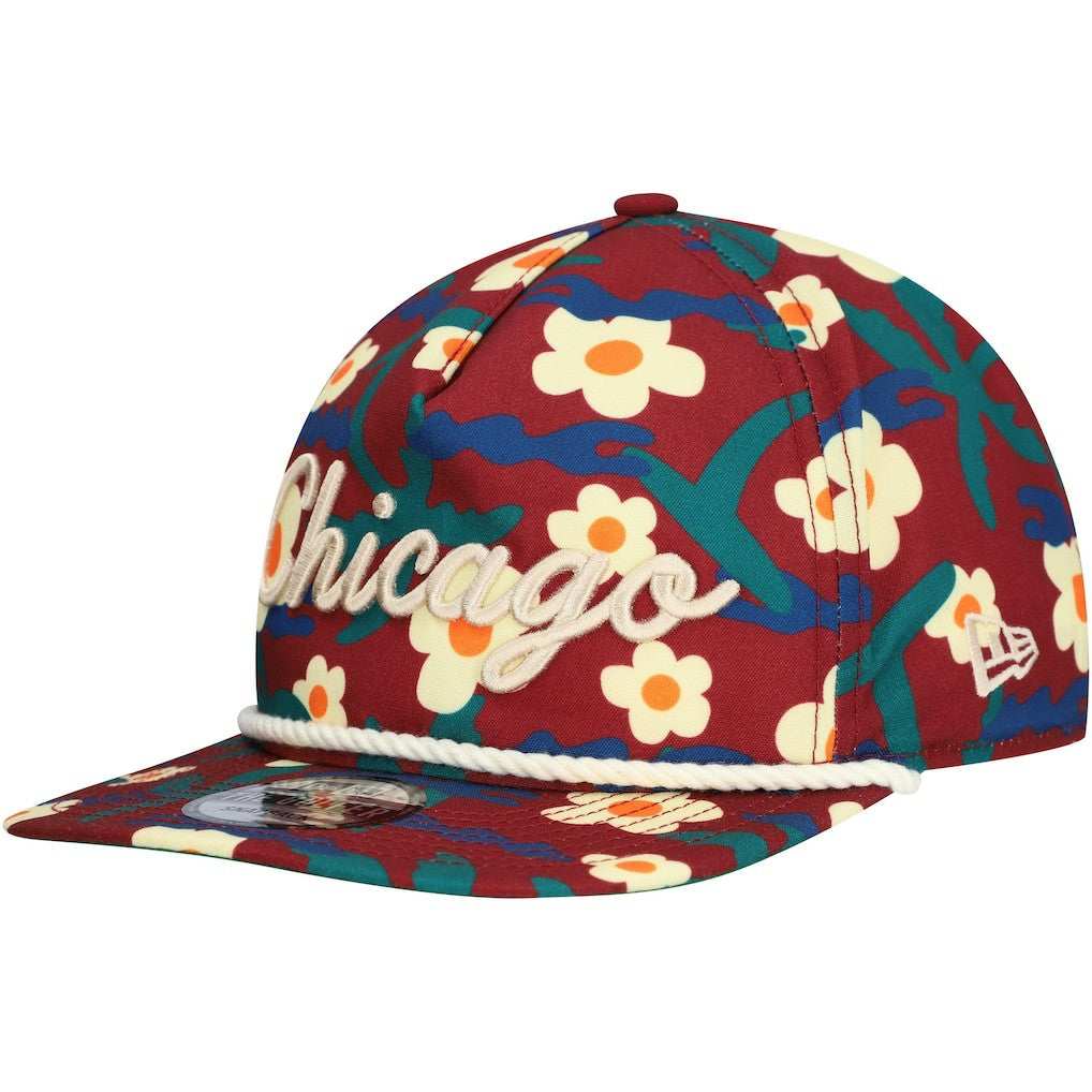 Chicago Bulls Vacation Floral Golfer Snapback Hat Crimson