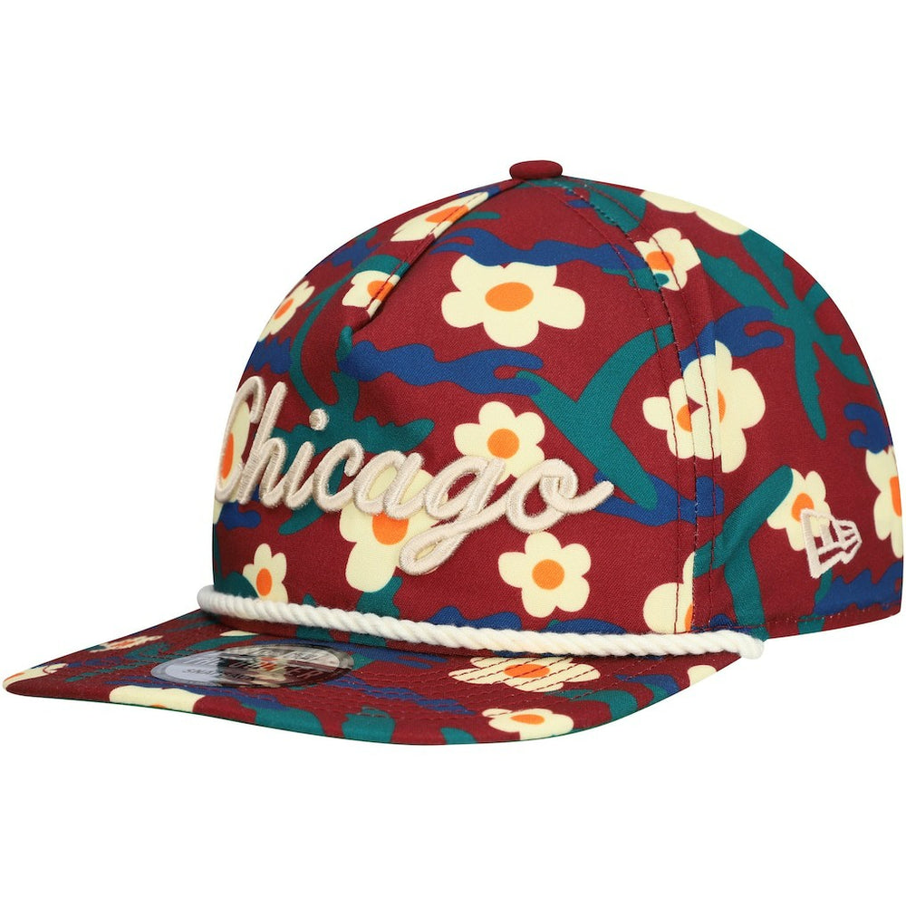 Chicago Bulls Vacation Floral Golfer Snapback Hat Crimson