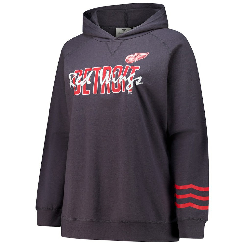 NHL Detroit Red Wings Fanatics Women's Plus Size Lightweight Fleece Raglan Pullover Hoodie - Charcoal