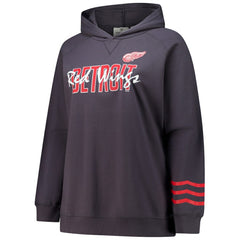 NHL Detroit Red Wings Fanatics Women's Plus Size Lightweight Fleece Raglan Pullover Hoodie - Charcoal