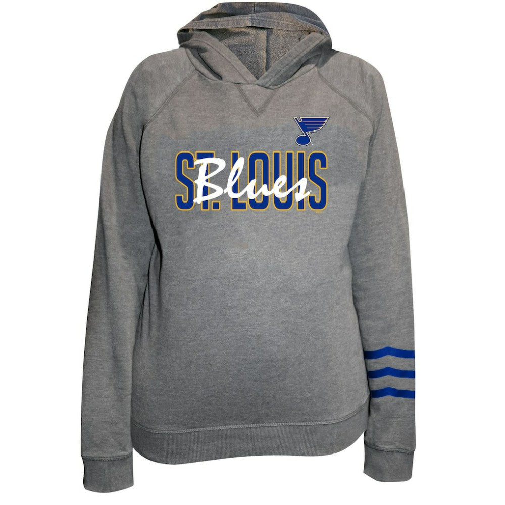 NHL St. Louis Blues Fanatics Women's Plus Size Lightweight Fleece Raglan Pullover Hoodie - Heather Gray