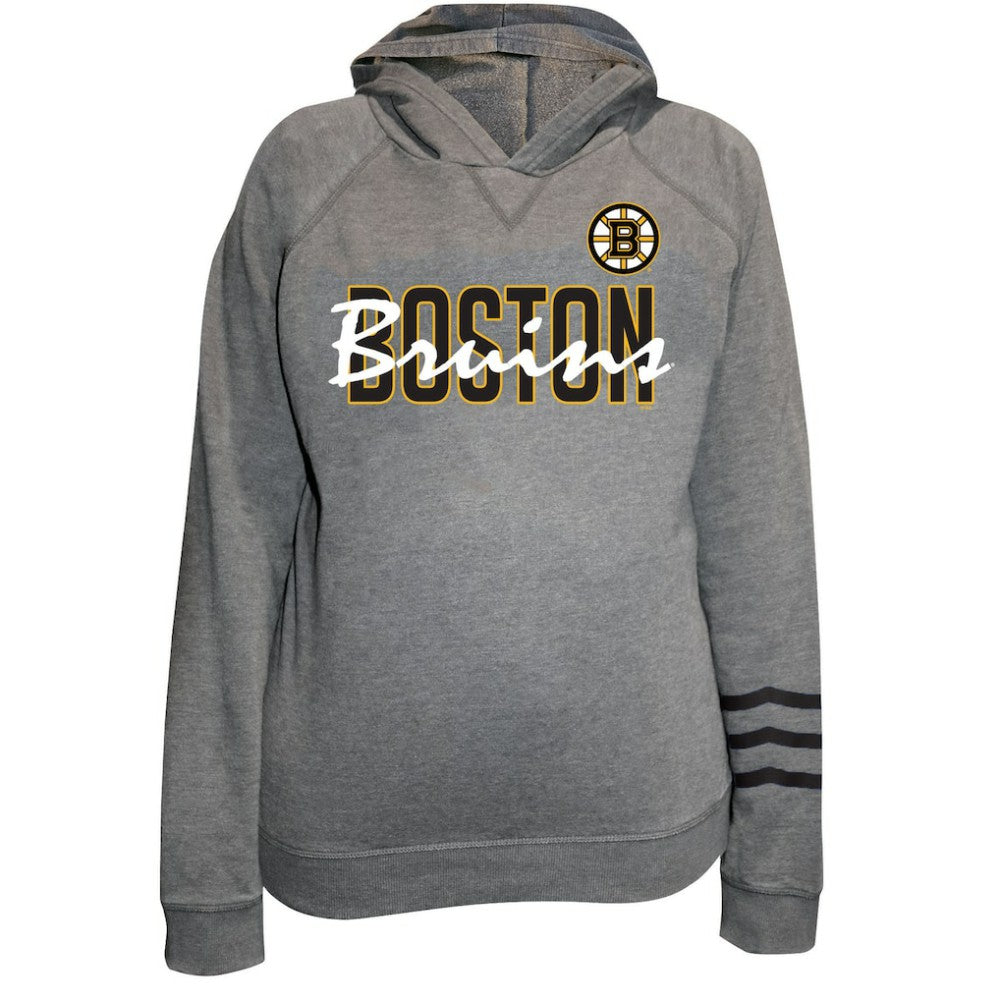 NHL Boston Bruins Fanatics Women's Plus Size Lightweight Fleece Raglan Pullover Hoodie - Heather Gray