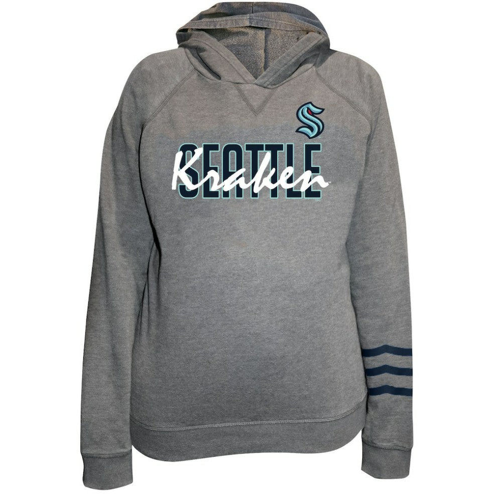 NHL Seattle Kraken Fanatics Women's Plus Size Lightweight Fleece Raglan Pullover Hoodie - Heather Gray