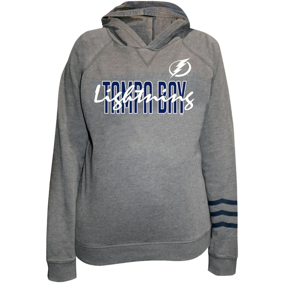 NHL Tampa Bay Lightning Fanatics Women's Plus Size Lightweight Fleece Raglan Pullover Hoodie - Heather Gray