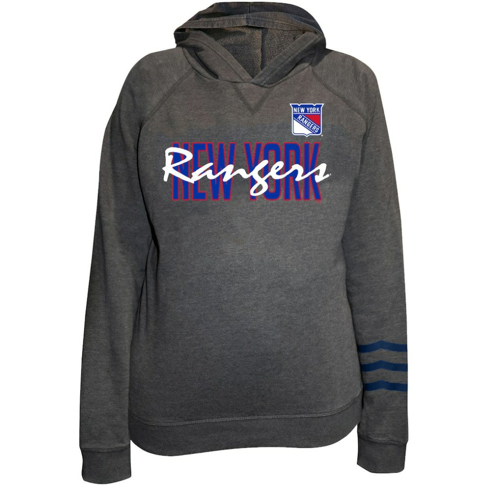 NHL New York Rangers Fanatics Women's Plus Size Lightweight Fleece Raglan Pullover Hoodie - Charcoal