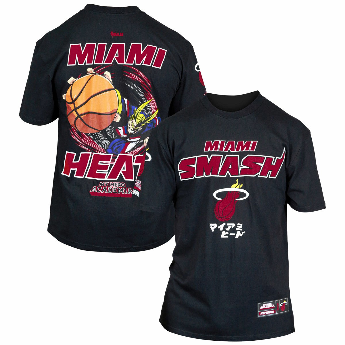 Miami Heat Hyperfly Unisex NBA x My Hero Academia All Might Smash T-Shirt Black