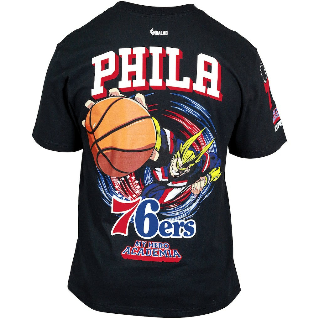 Philadelphia 76ers Hyperfly Unisex NBA x My Hero Academia All Might Smash T-Shirt Black