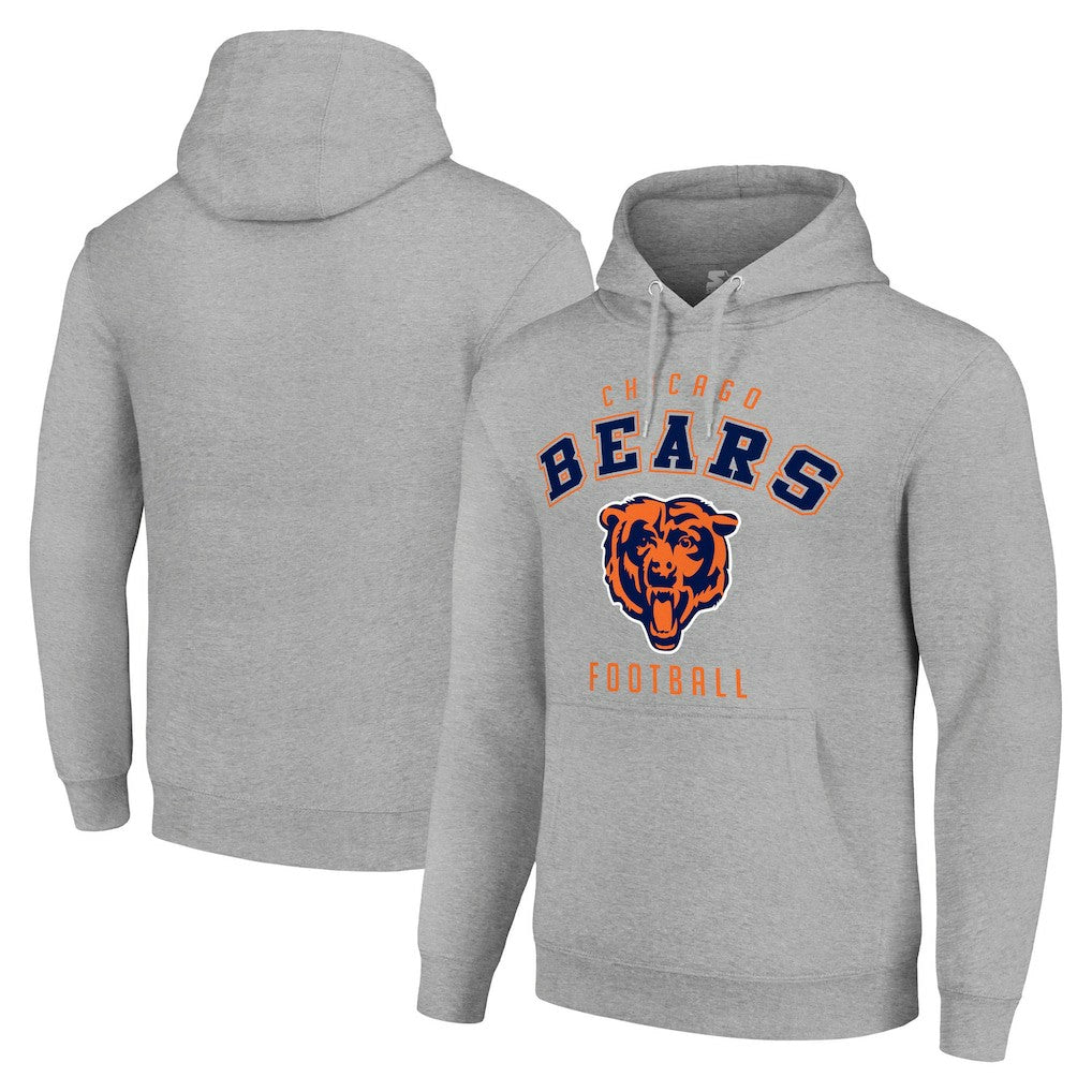 Chicago Bears Starter Unisex Logo Pullover Hoodie Heather Gray