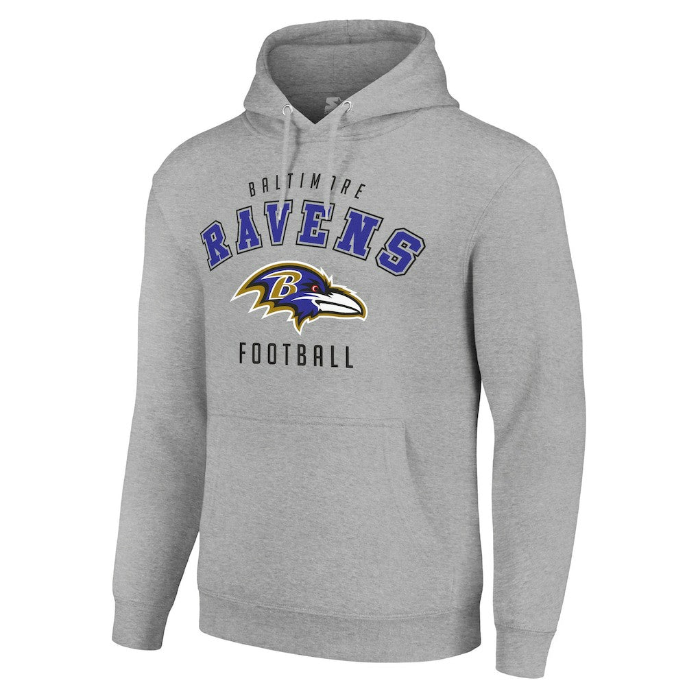 Baltimore Ravens Starter Unisex Logo Pullover Hoodie Heather Gray