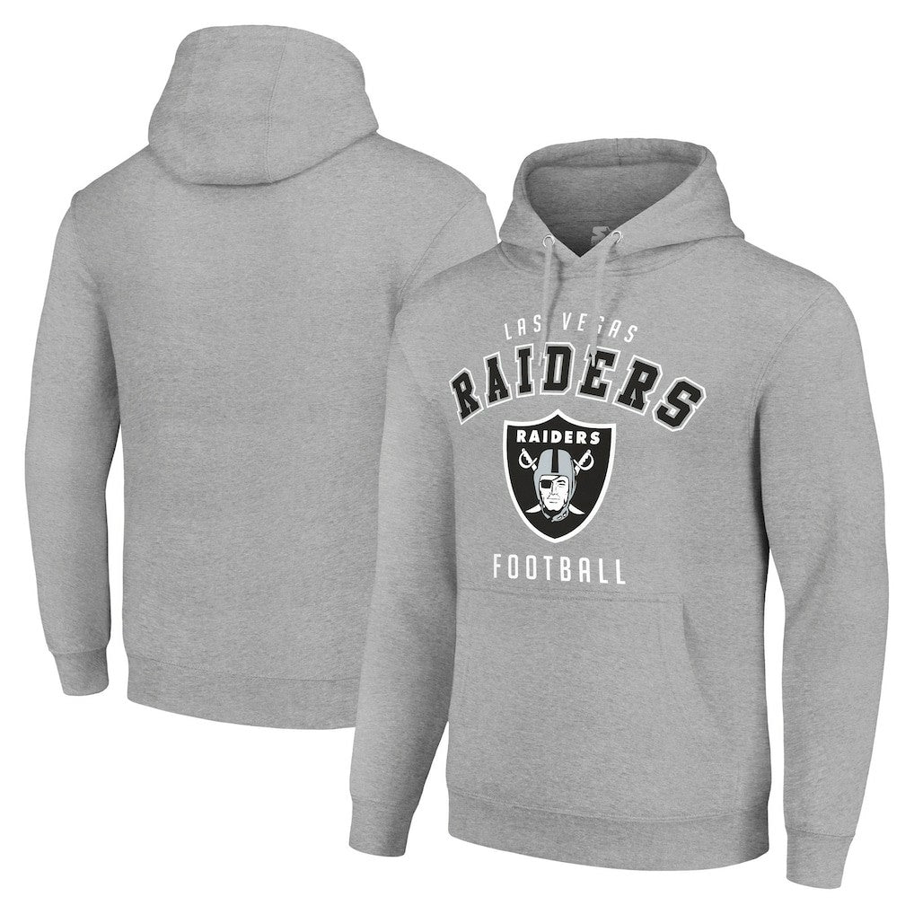 Las Vegas Raiders Starter Unisex Logo Pullover Hoodie Heather Gray