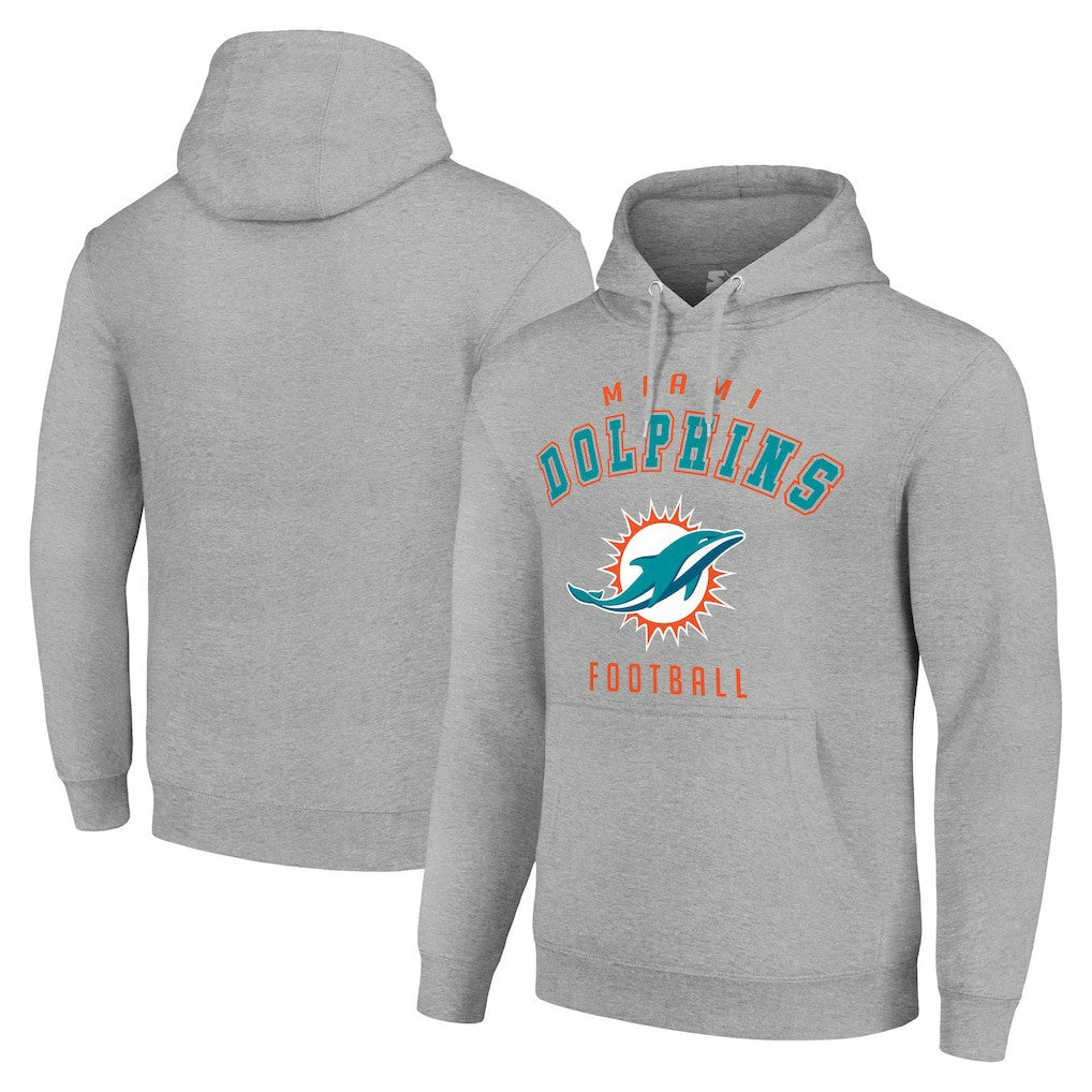 Miami Dolphins Starter Unisex Logo Pullover Hoodie Heather Gray