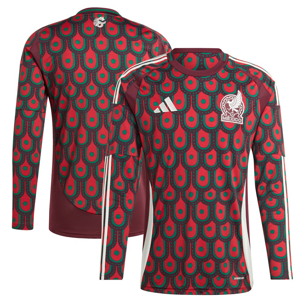 Mexico National Team 2024 Home Replica Long Sleeve Jersey Burgundy