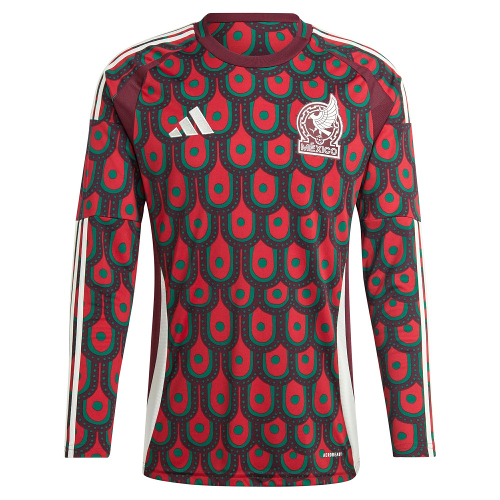 Mexico National Team 2024 Home Replica Long Sleeve Jersey Burgundy