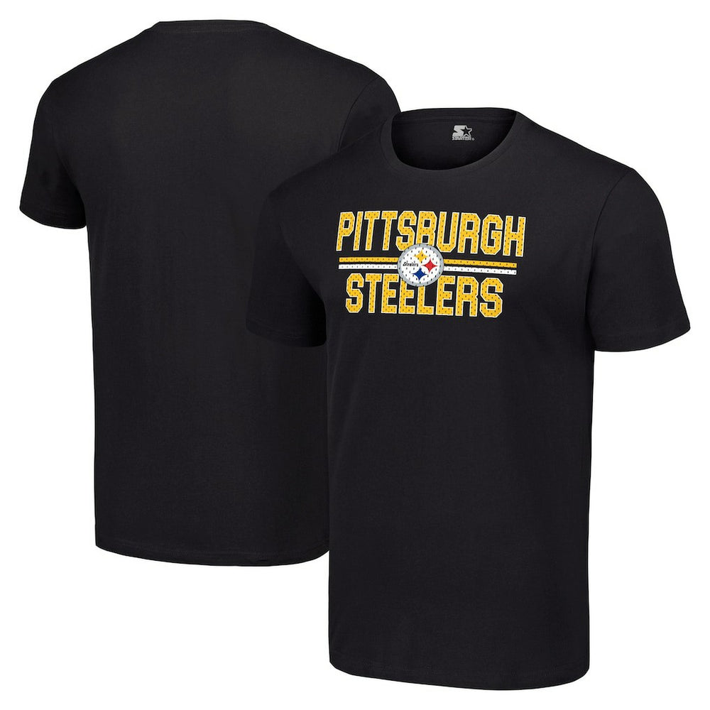 Pittsburgh Steelers Starter Team Mesh Print Graphic T-Shirt Black