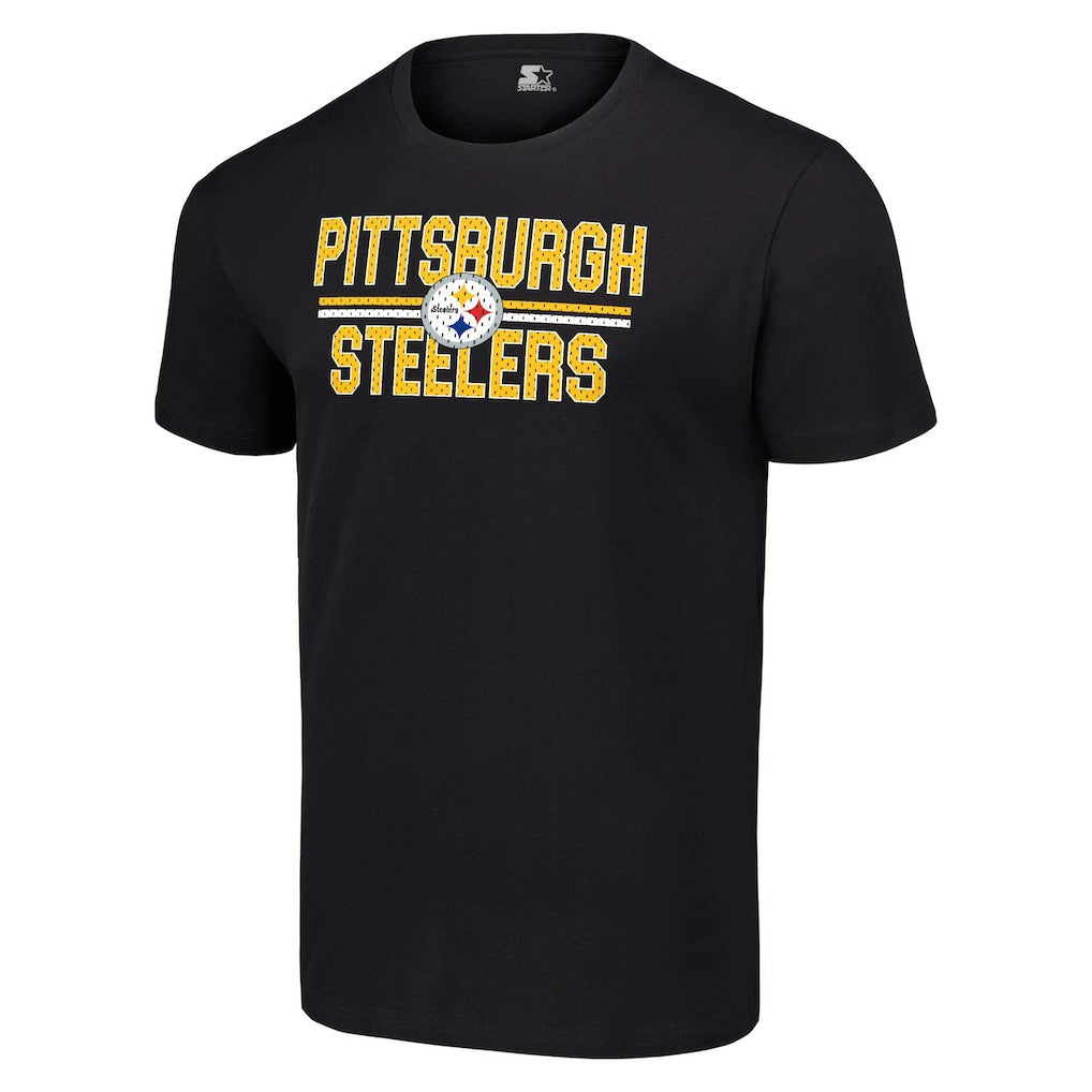 Pittsburgh Steelers Starter Team Mesh Print Graphic T-Shirt Black