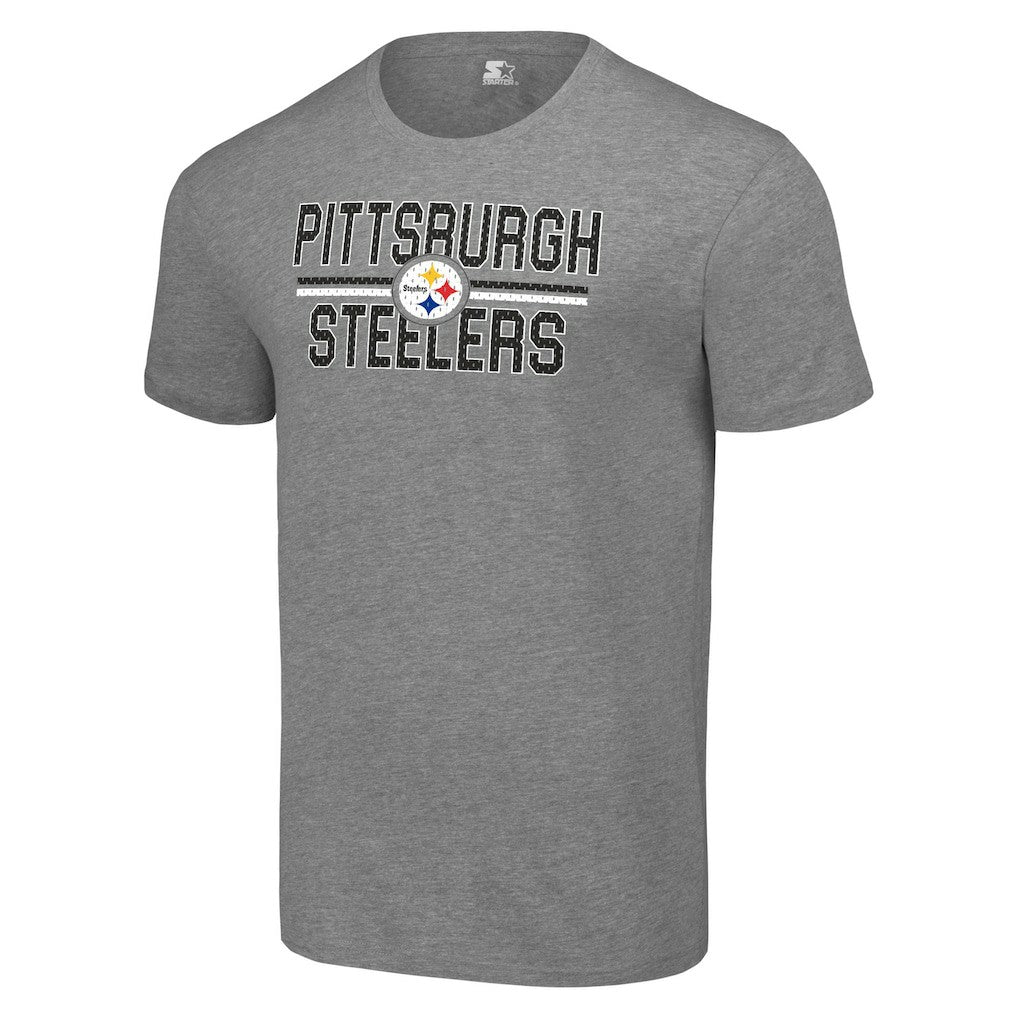 Pittsburgh Steelers Starter Team Mesh Print Graphic T-Shirt Heather Gray