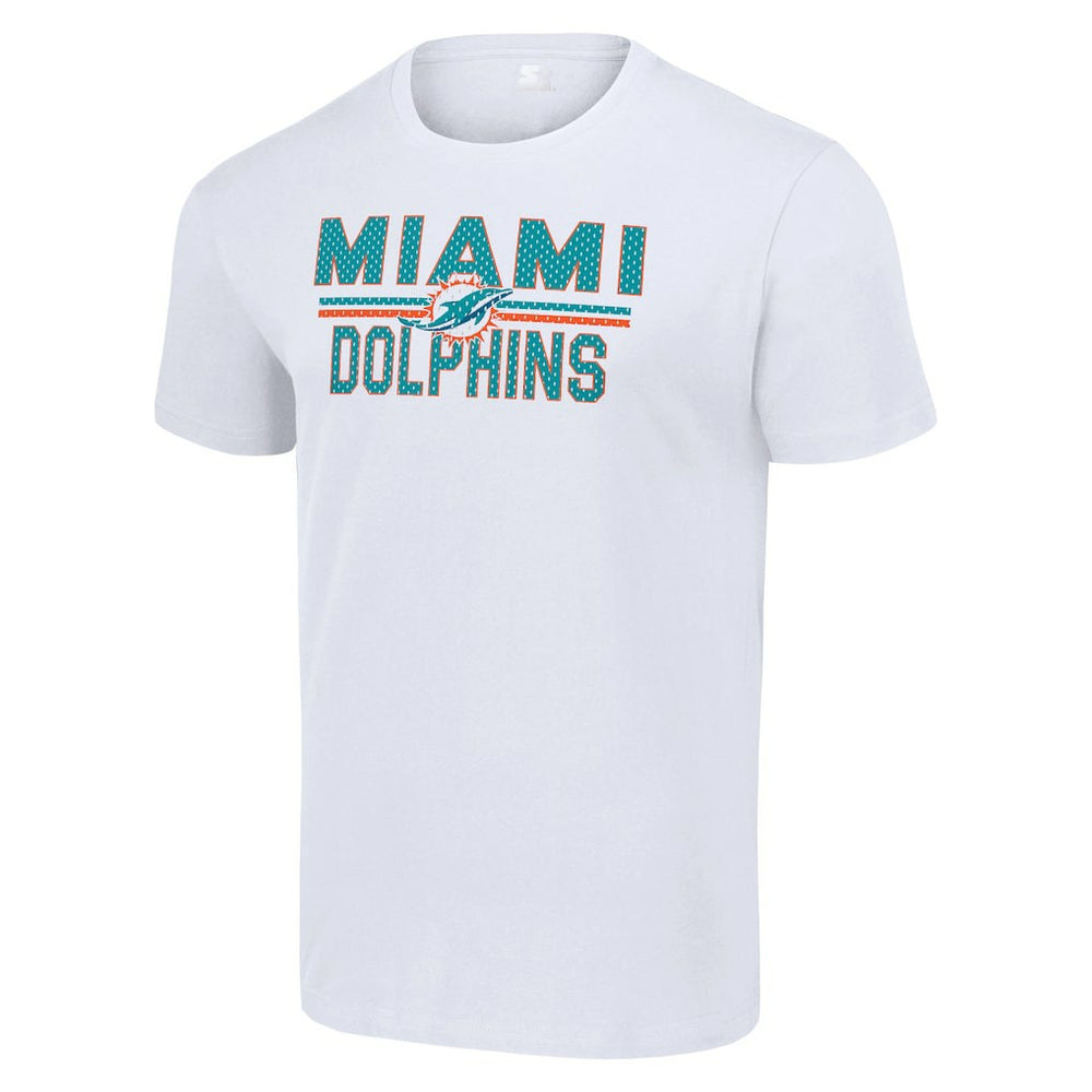 Miami Dolphins Starter Team Mesh Print Graphic T-Shirt White