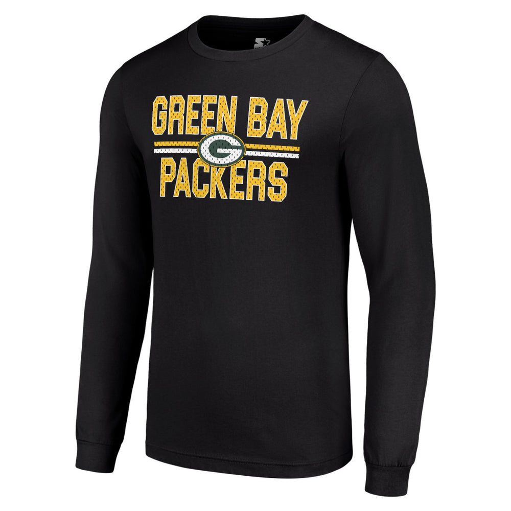 Green Bay Packers Starter Team Mesh Print Graphic Long Sleeve T-Shirt Black