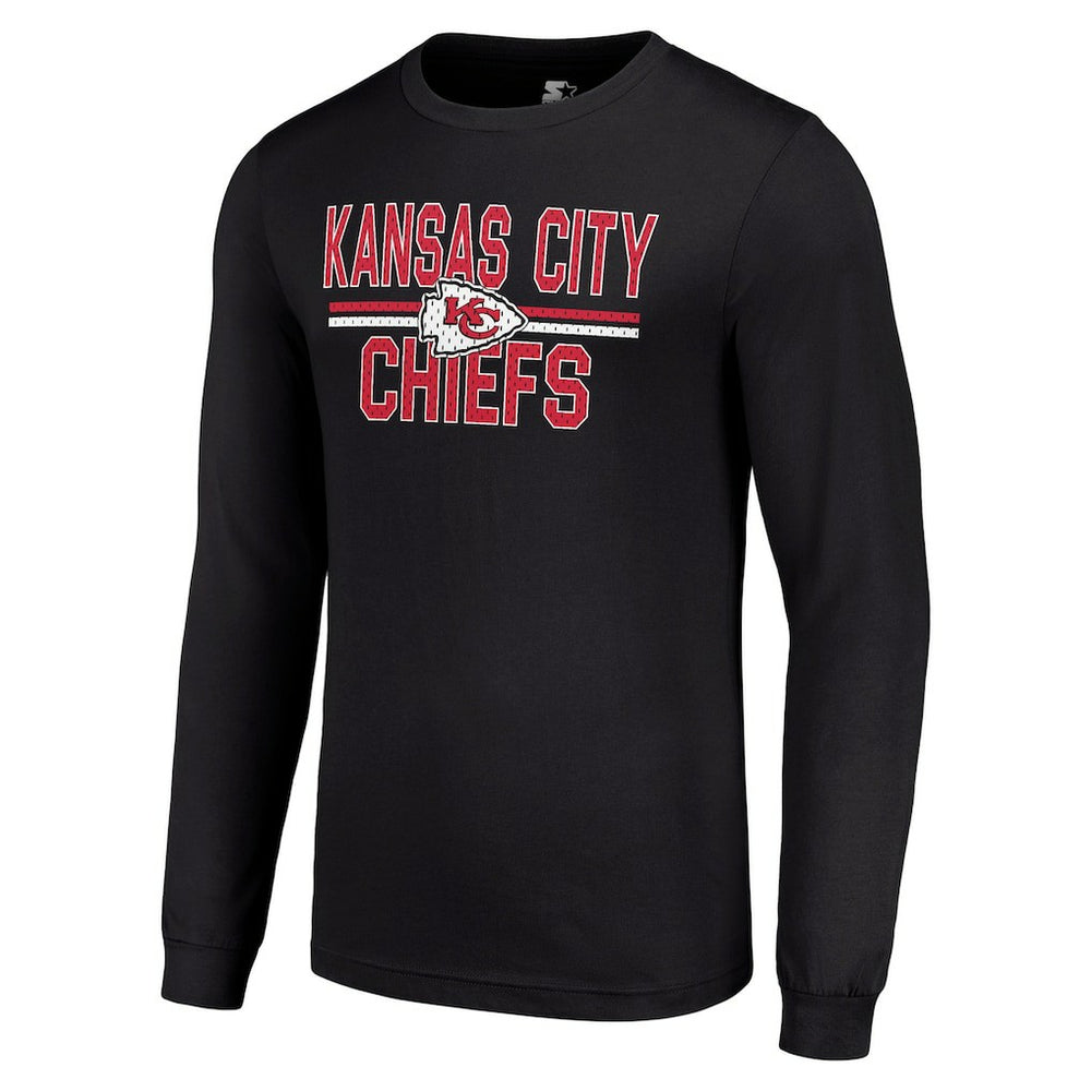 Kansas City Chiefs Starter Team Mesh Print Graphic Long Sleeve T-Shirt Black