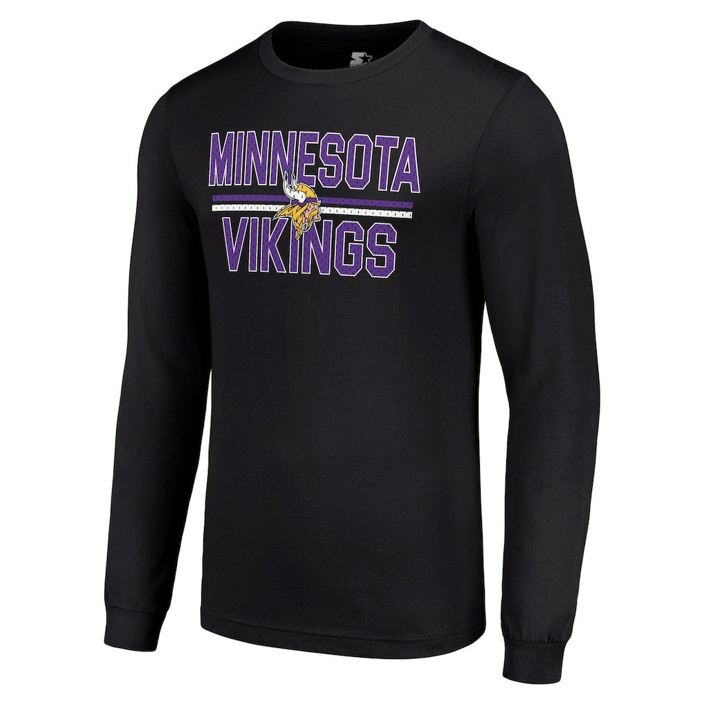 Minnesota Vikings Starter Team Mesh Print Graphic Long Sleeve T-Shirt Black