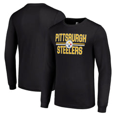 Pittsburgh Steelers Starter Team Mesh Print Graphic Long Sleeve T-Shirt Black