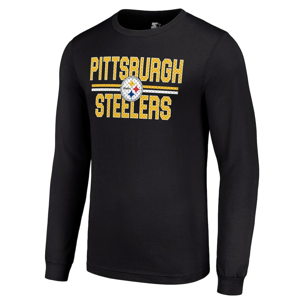 Pittsburgh Steelers Starter Team Mesh Print Graphic Long Sleeve T-Shirt Black