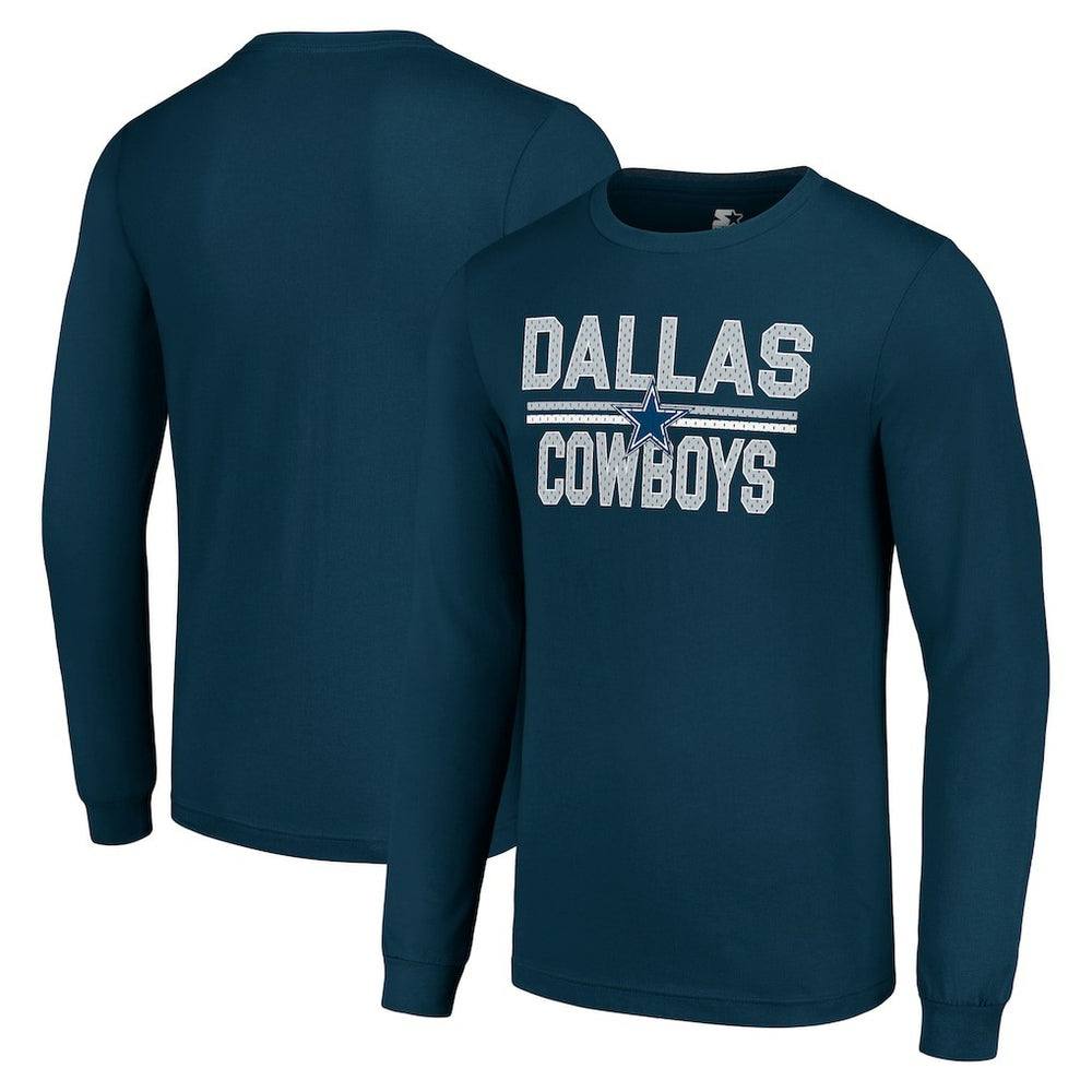 Dallas Cowboys Starter Team Mesh Print Graphic Long Sleeve T-Shirt Navy