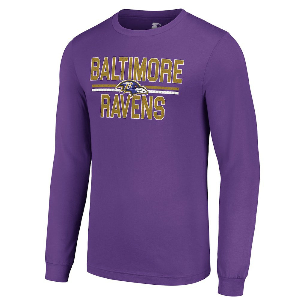 Baltimore Ravens Starter Team Mesh Print Graphic Long Sleeve T-Shirt Purple