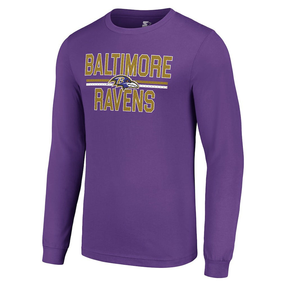 Baltimore Ravens Starter Team Mesh Print Graphic Long Sleeve T-Shirt Purple