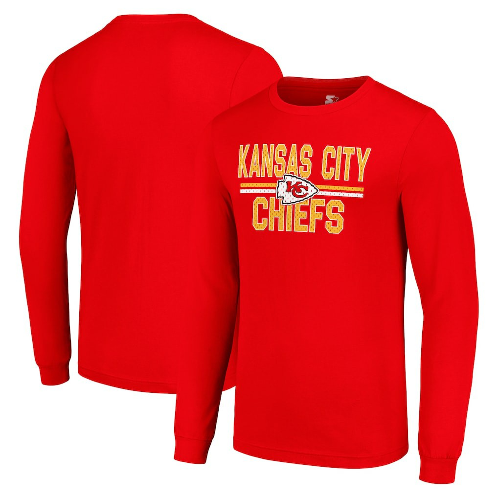 Kansas City Chiefs Starter Team Mesh Print Graphic Long Sleeve T-Shirt Red