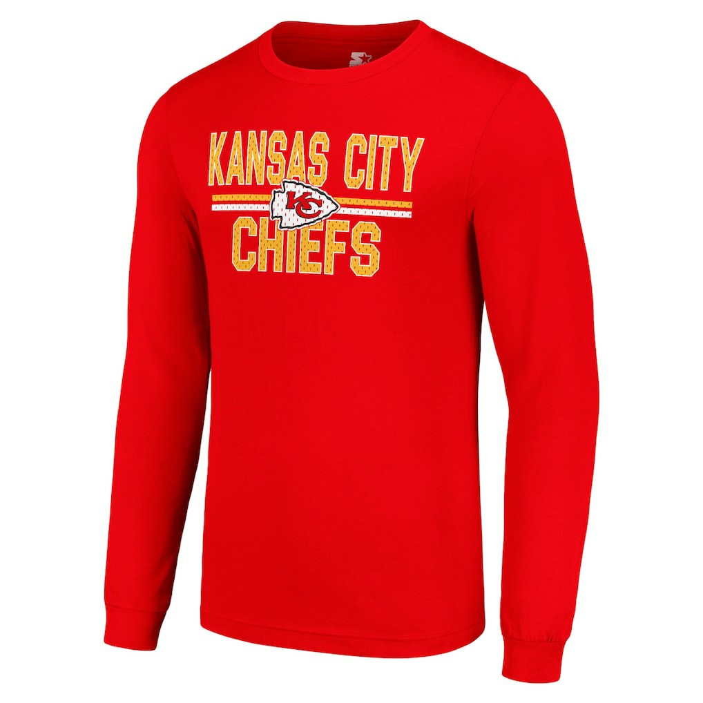 Kansas City Chiefs Starter Team Mesh Print Graphic Long Sleeve T-Shirt Red