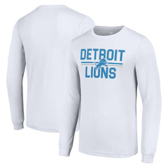 Detroit Lions Starter Team Mesh Print Graphic Long Sleeve T-Shirt White