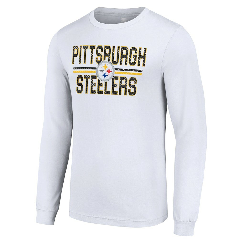 Pittsburgh Steelers Starter Team Mesh Print Graphic Long Sleeve T-Shirt White