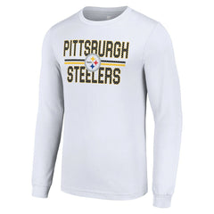 Pittsburgh Steelers Starter Team Mesh Print Graphic Long Sleeve T-Shirt White