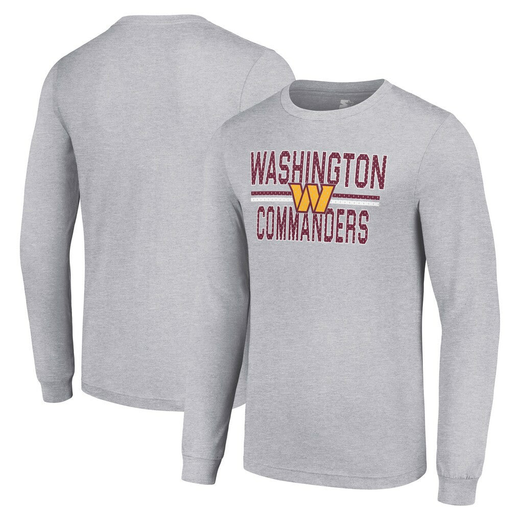 Washington Commanders Starter Team Mesh Print Graphic Long Sleeve T-Shirt Heather Gray