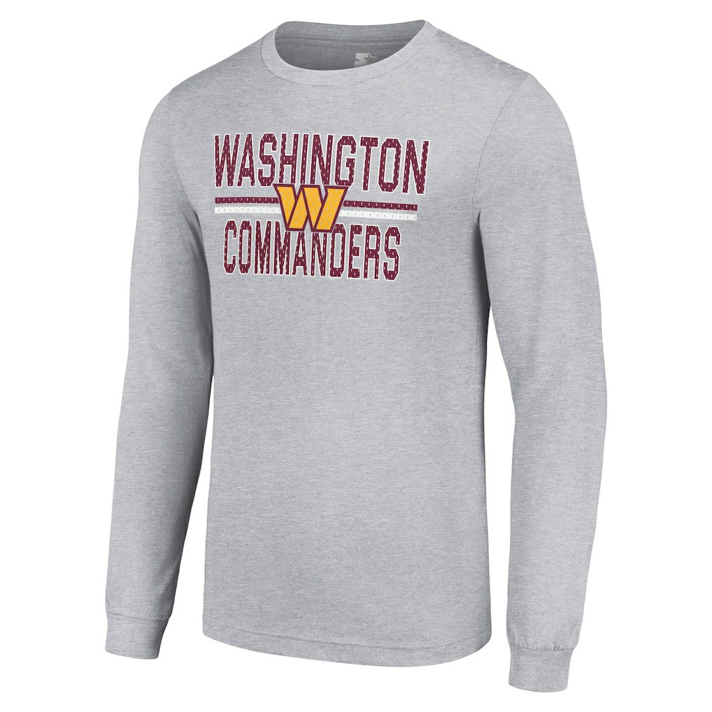 Washington Commanders Starter Team Mesh Print Graphic Long Sleeve T-Shirt Heather Gray