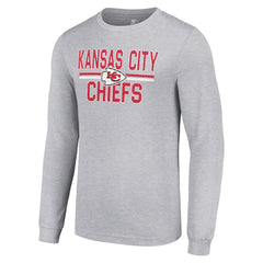Kansas City Chiefs Starter Team Mesh Print Graphic Long Sleeve T-Shirt Heather Gray