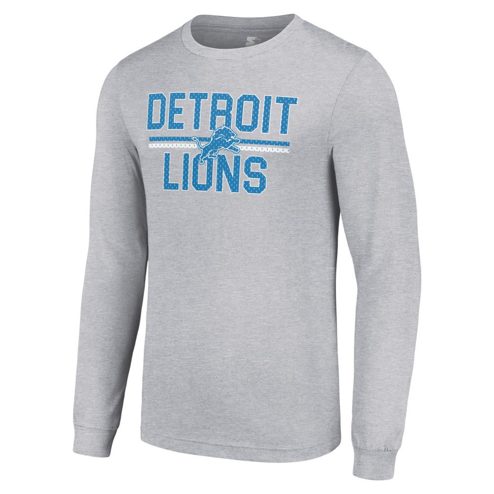 Detroit Lions Starter Team Mesh Print Graphic Long Sleeve T-Shirt Heather Gray