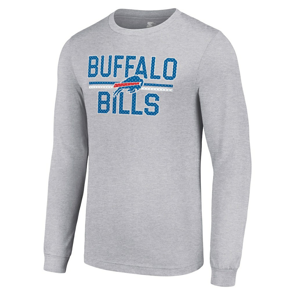 Buffalo Bills Starter Team Mesh Print Graphic Long Sleeve T-Shirt Heather Gray