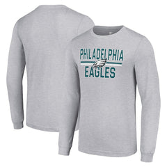 Philadelphia Eagles Starter Team Mesh Print Graphic Long Sleeve T-Shirt Heather Gray