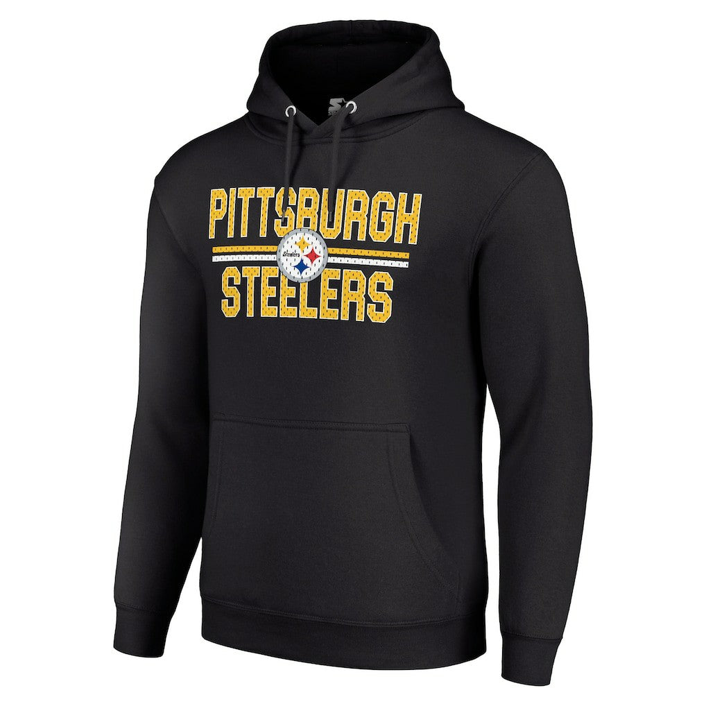Pittsburgh Steelers Starter Unisex Team Mesh Print Graphic Tri-Blend Pullover Hoodie Black